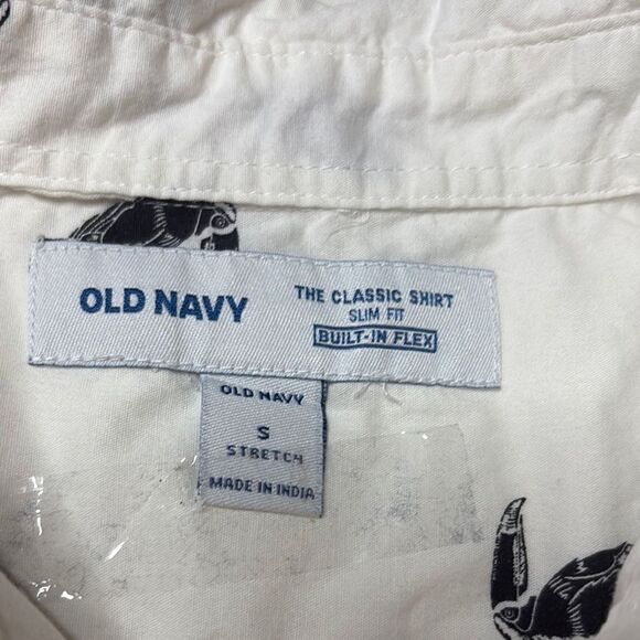 Old Navy White Casual Button Down Shirt Nautical Theme S - Picture 3 of 11